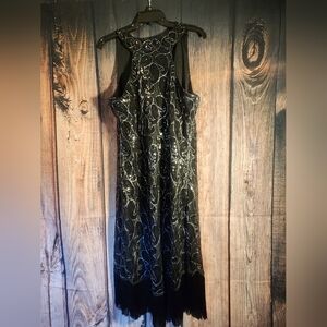 NWT 50s Style Sequin And Beaded Womens Dress Black And Silver